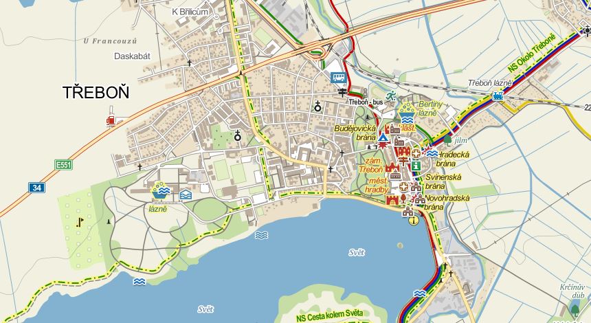 mapa Třeboně